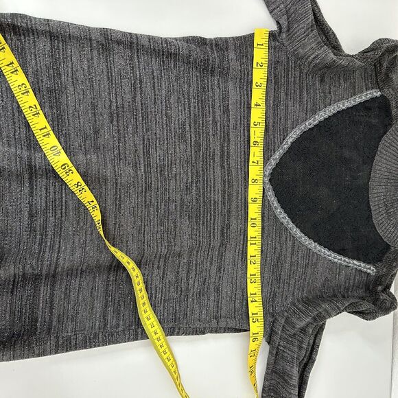 Free People Sweater Womens Medium Gray Lace Boho Fitted Long Sleeve - Picture 9 of 14